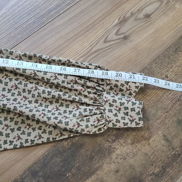 VTG J.G. Hook Beige 2 Piece Outfit Floral Button Up Top Skirt Pleat Retro Combo - Picture 9 of 14